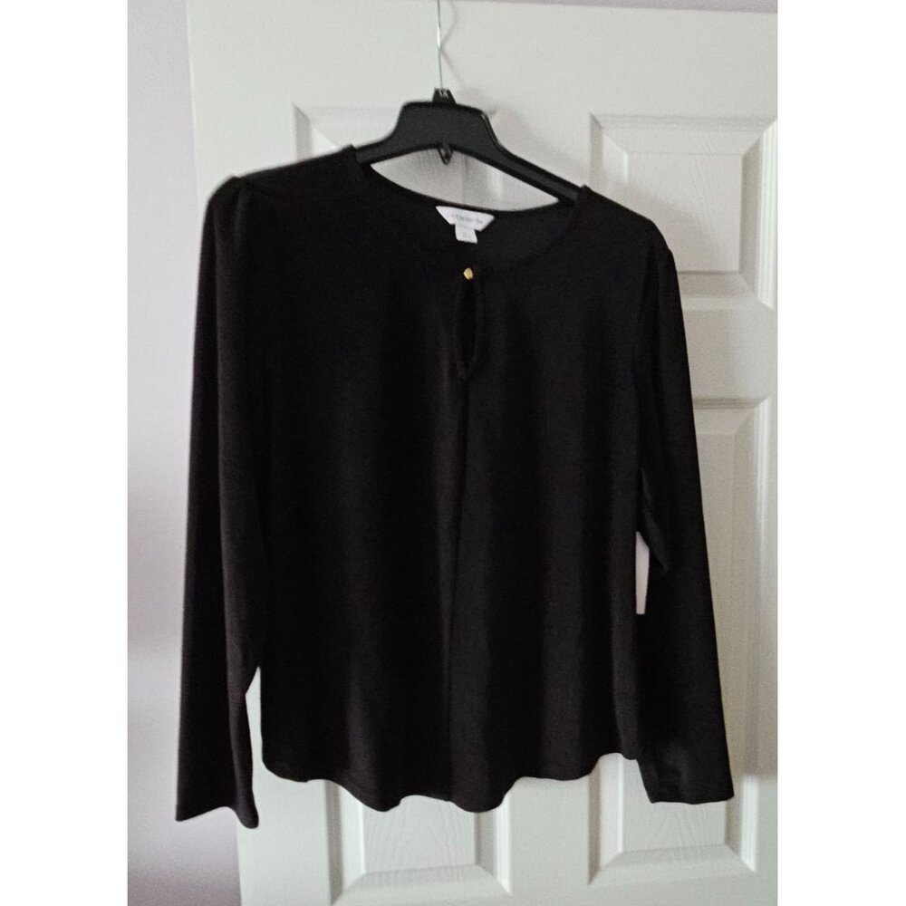 NWT Liz Claiborne Womens Blk Long-Sleeve Top 1X Lagenlook Soft Capsule Wardrobe